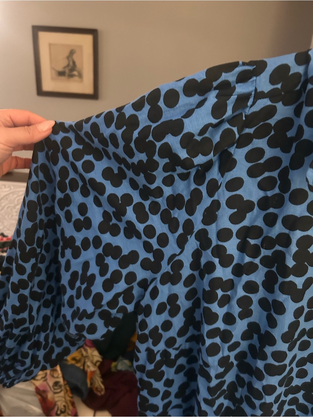 Ava & Viv Black Polka Dot Blue Button-Up Dress - Picture 3 of 4